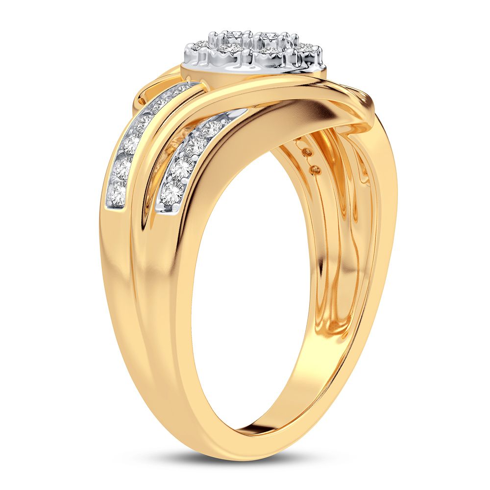 Chic 10k Yellow Gold Lab Diamond Womens Fashion Ring