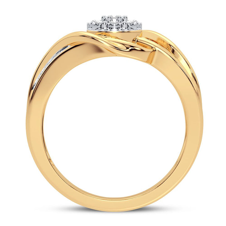 Chic 10k Yellow Gold Lab Diamond Womens Fashion Ring