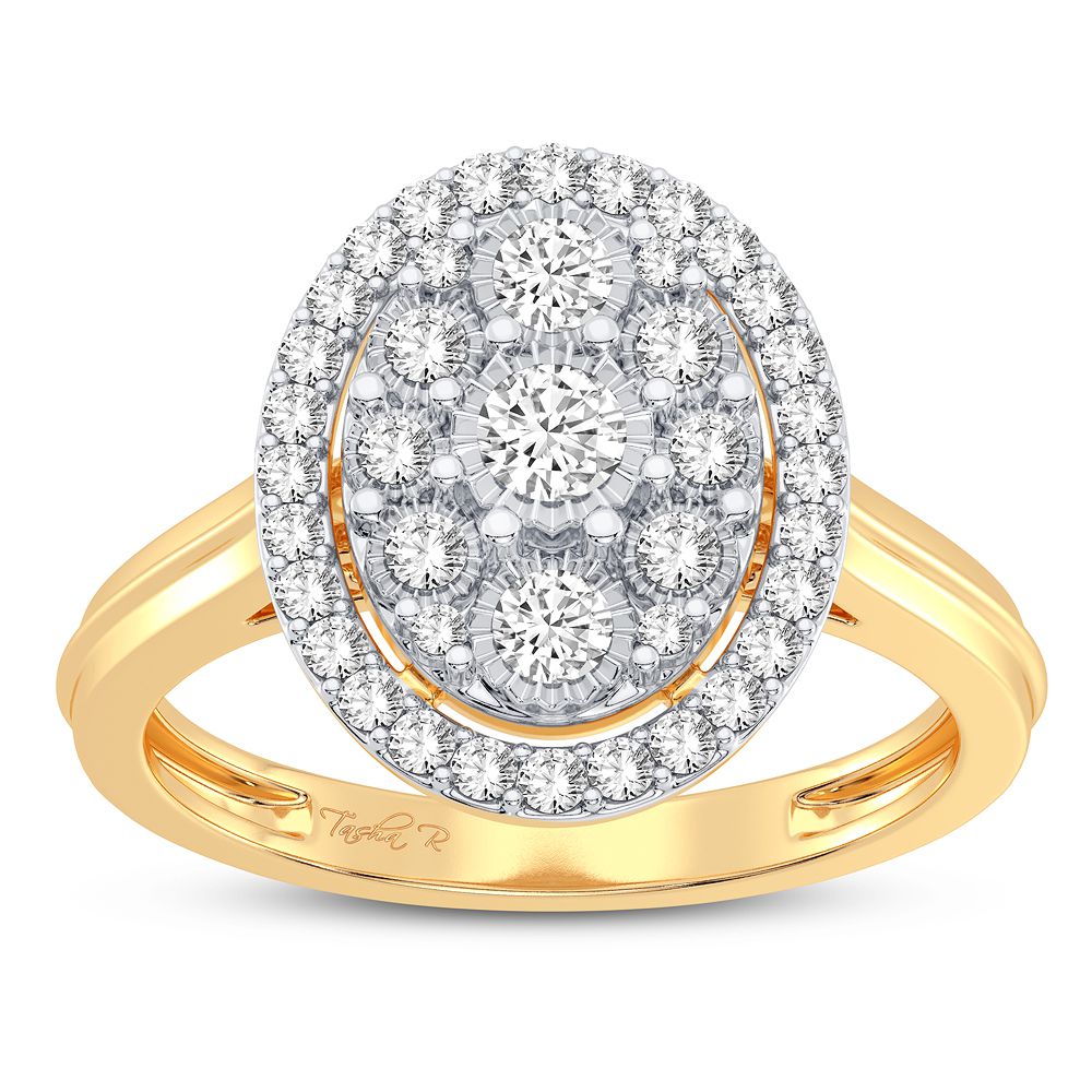 Chic 10k Yellow Gold Lab Diamond Fashion Ring for Women