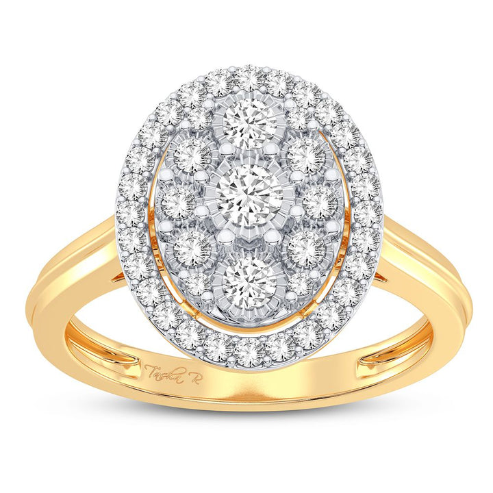 Chic 10k Yellow Gold Lab Diamond Fashion Ring for Women
