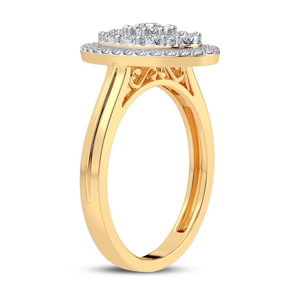 Chic 10k Yellow Gold Lab Diamond Fashion Ring for Women
