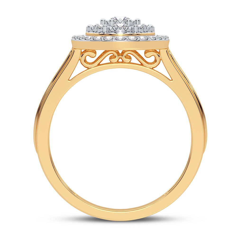Chic 10k Yellow Gold Lab Diamond Fashion Ring for Women