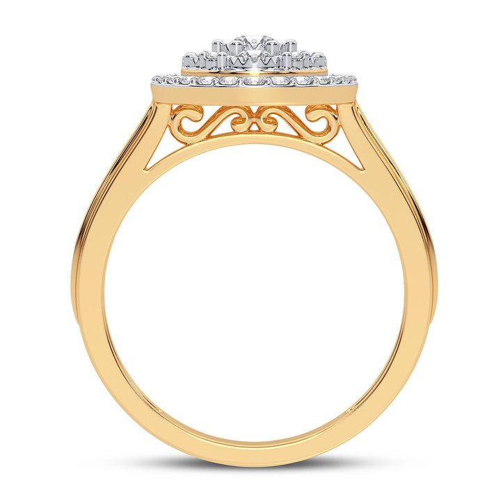 Chic 10k Yellow Gold Lab Diamond Fashion Ring for Women