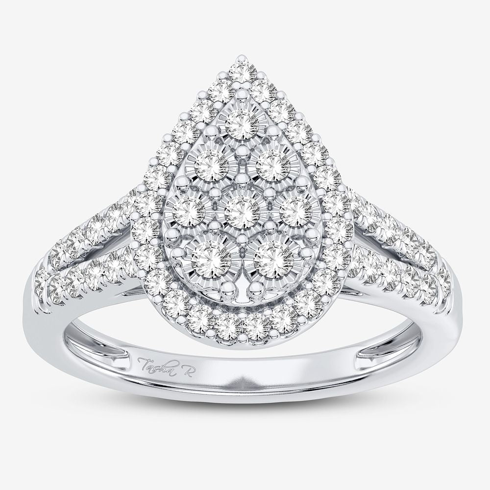 Chic 10k White Gold Lab Diamond Womens Fashion Ring 0.5CT