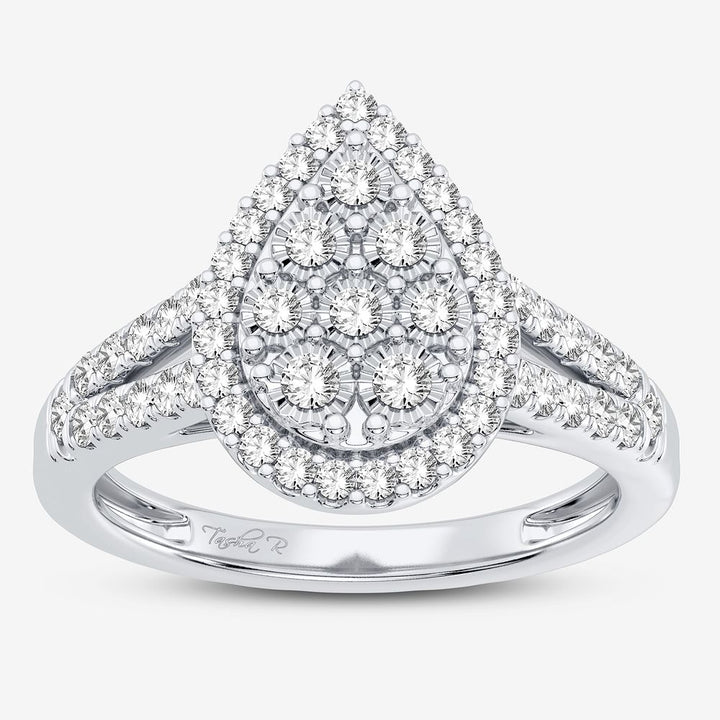 Chic 10k White Gold Lab Diamond Womens Fashion Ring 0.5CT