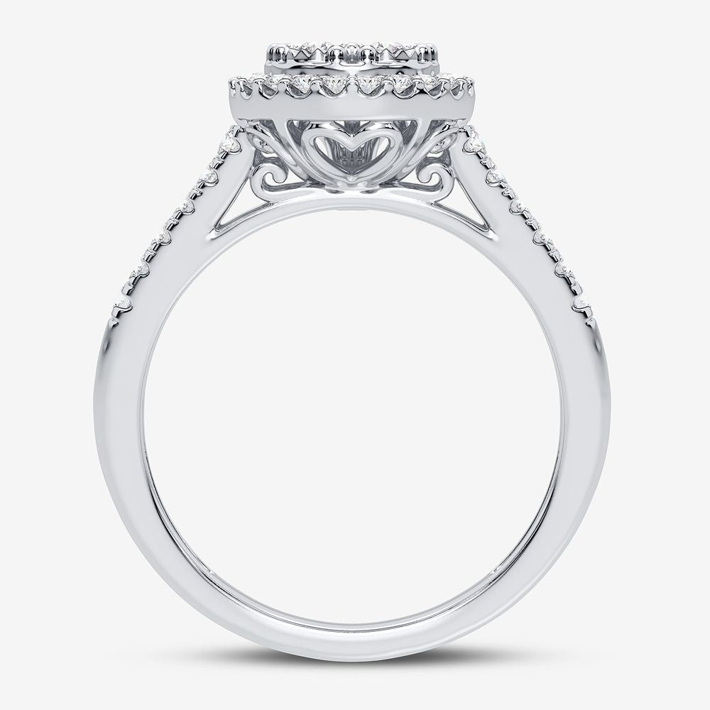 Chic 10k White Gold Lab Diamond Womens Fashion Ring 0.5CT