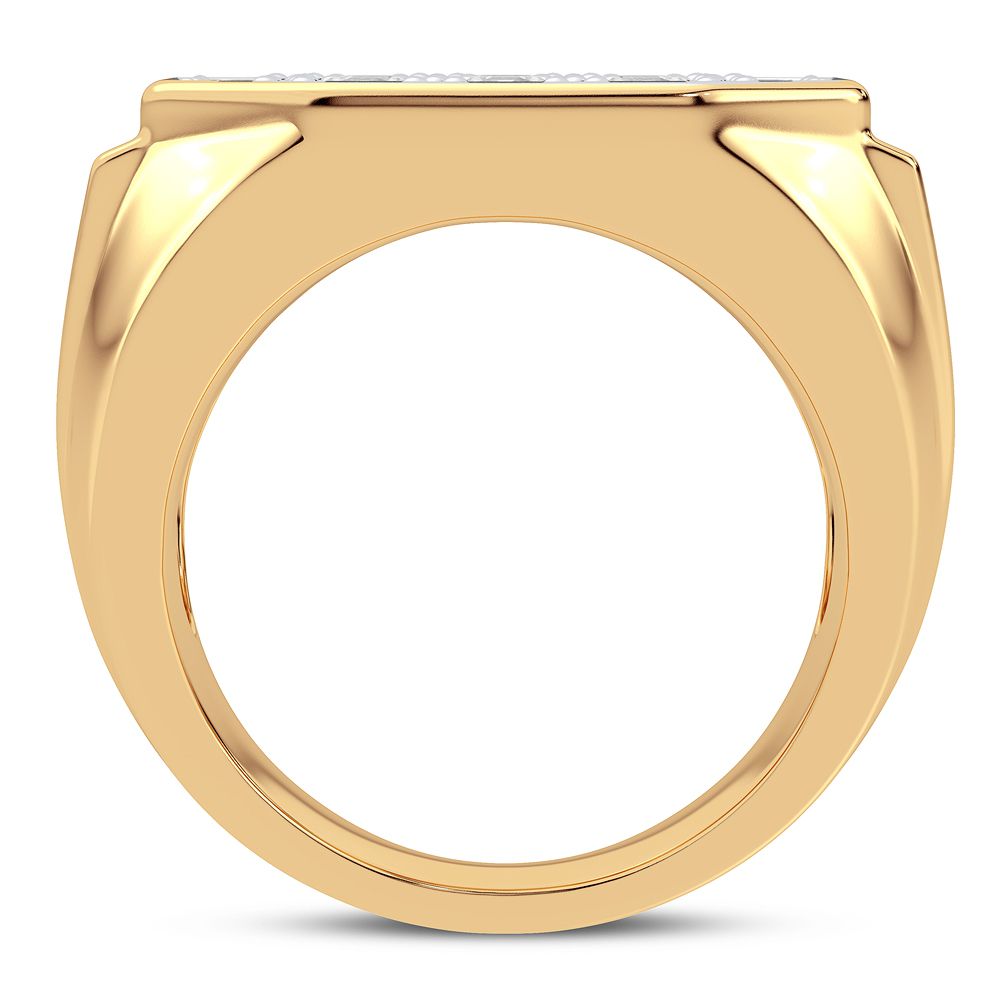 14K Yellow Gold Lab-Created Diamond Mens Statement Ring