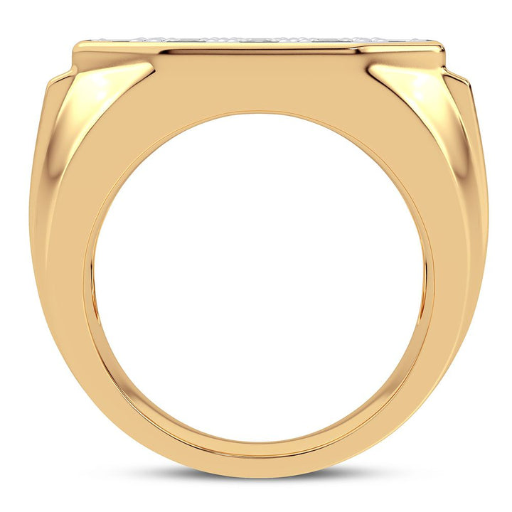 14K Yellow Gold Lab-Created Diamond Mens Statement Ring