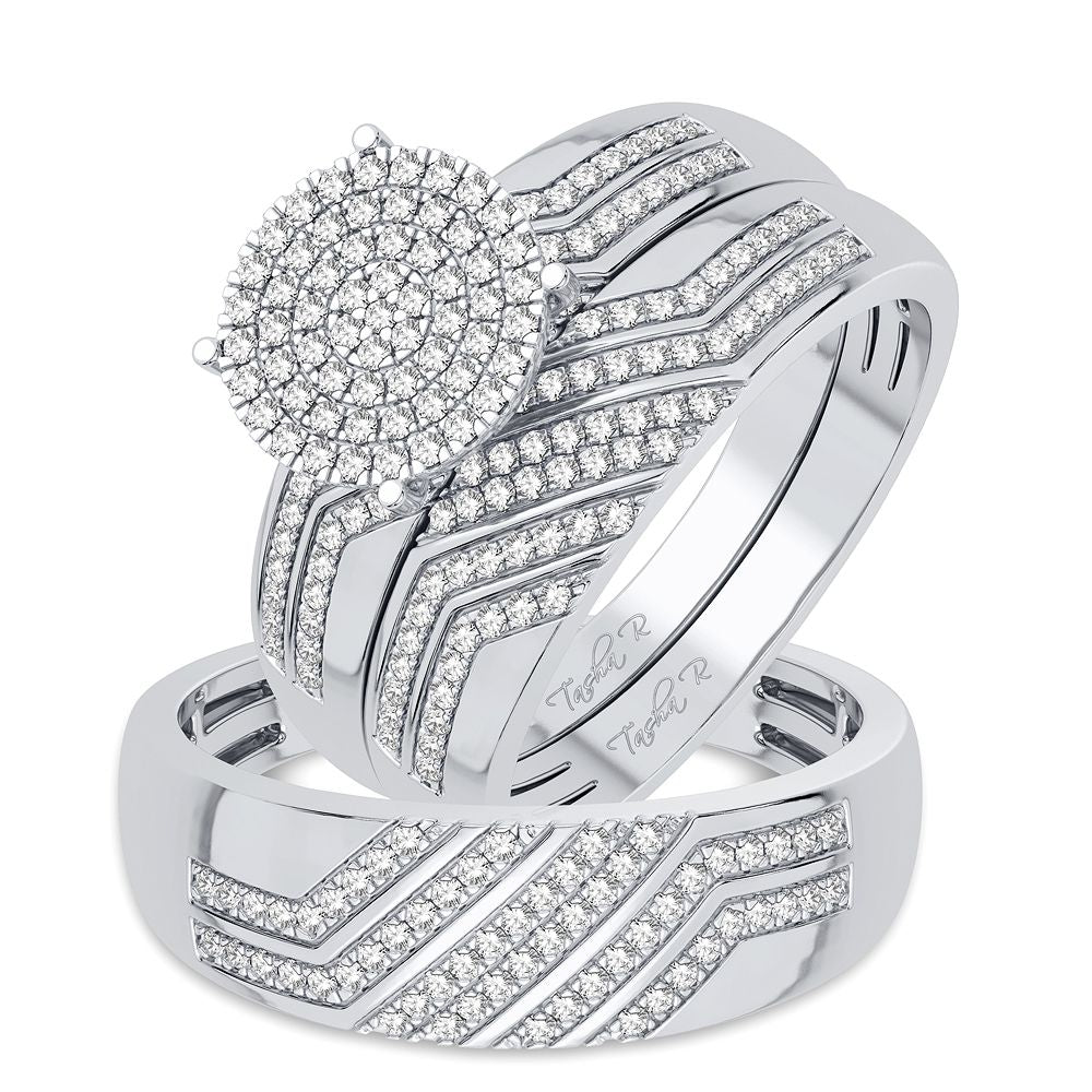 10k White Gold 0.50CT Lab Diamond Trio Wedding Set for Her