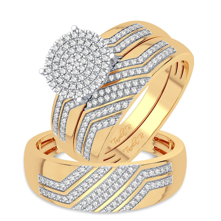 10k Yellow Gold 0.50CT Lab Diamond Womens Trio Wedding Set
