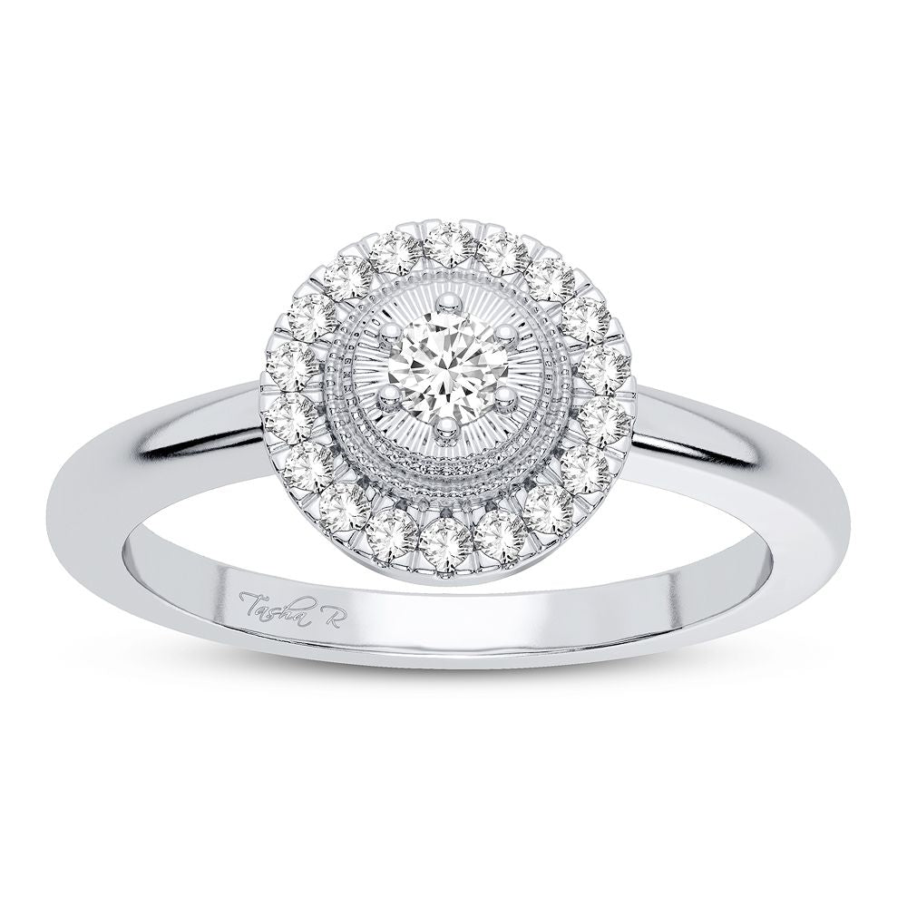 Chic 10k White Gold 0.17CT Lab Diamond Womens Fashion Ring