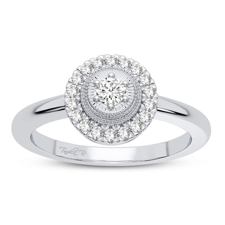 Chic 10k White Gold 0.17CT Lab Diamond Womens Fashion Ring