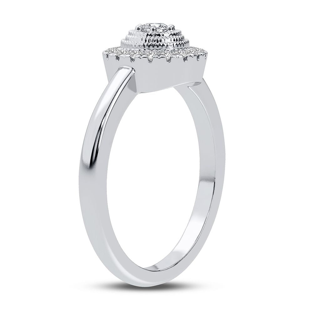 Chic 10k White Gold 0.17CT Lab Diamond Womens Fashion Ring