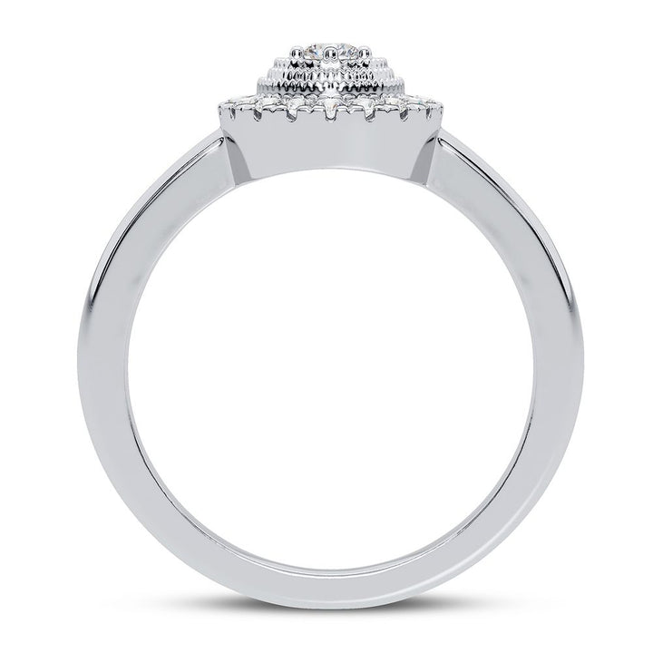 Chic 10k White Gold 0.17CT Lab Diamond Womens Fashion Ring