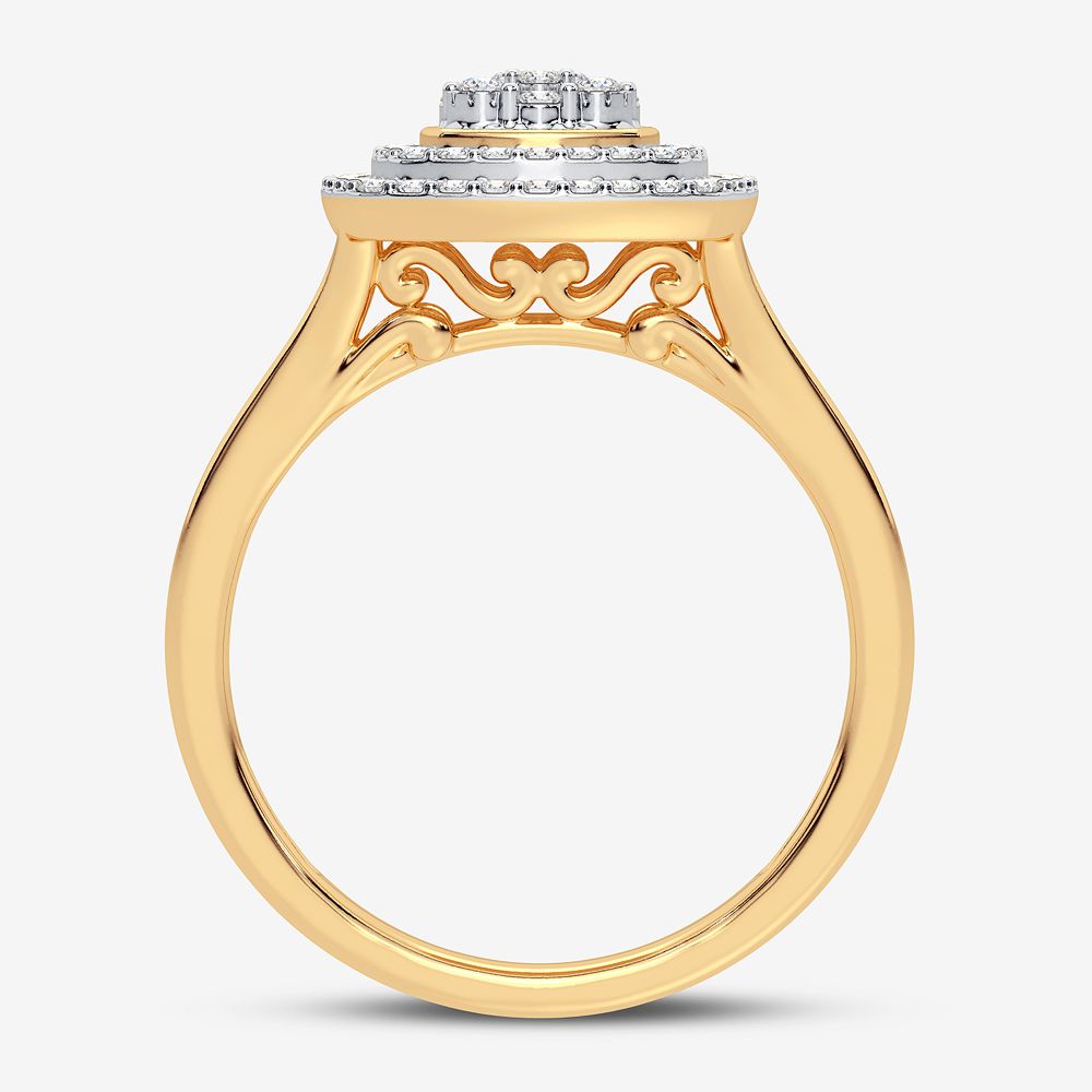 Chic 10k Yellow Gold Lab Diamond Womens Fashion Ring 0.28CT