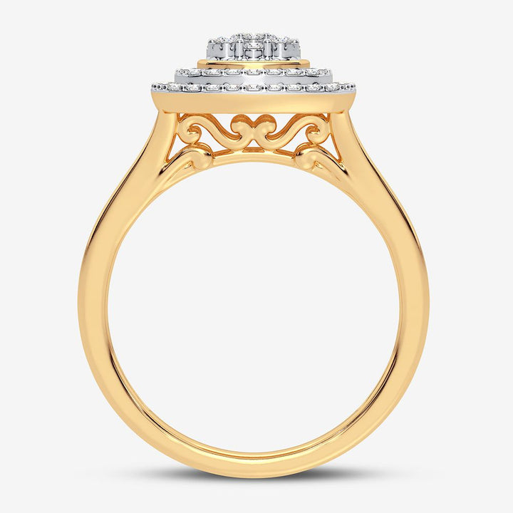 Chic 10k Yellow Gold Lab Diamond Womens Fashion Ring 0.28CT