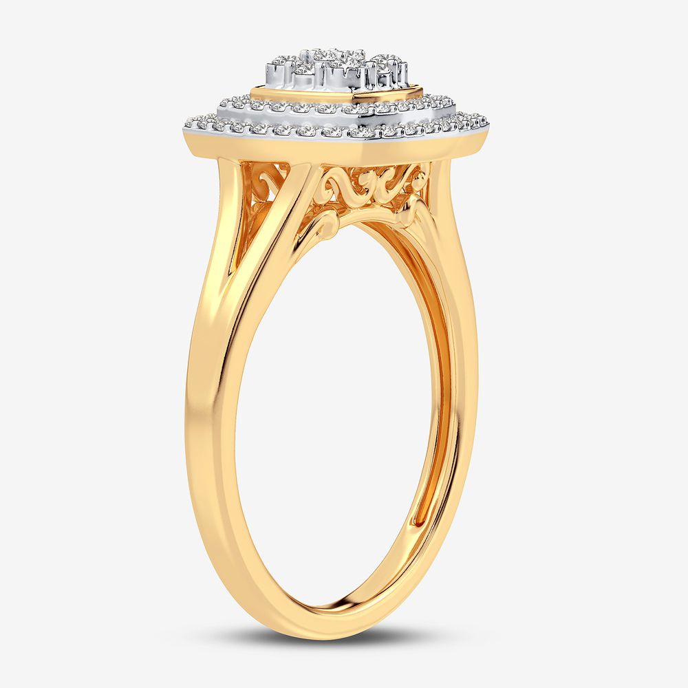 Chic 10k Yellow Gold Lab Diamond Womens Fashion Ring 0.28CT