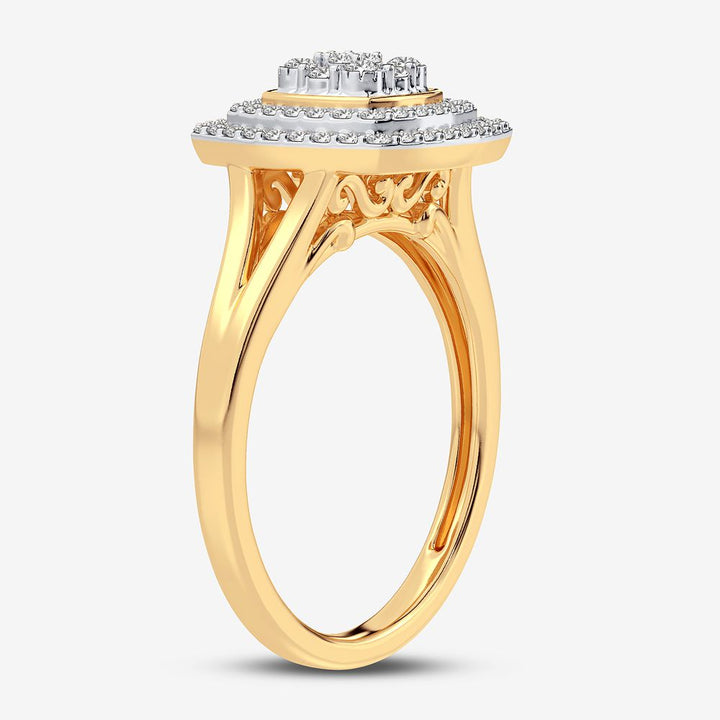 Chic 10k Yellow Gold Lab Diamond Womens Fashion Ring 0.28CT
