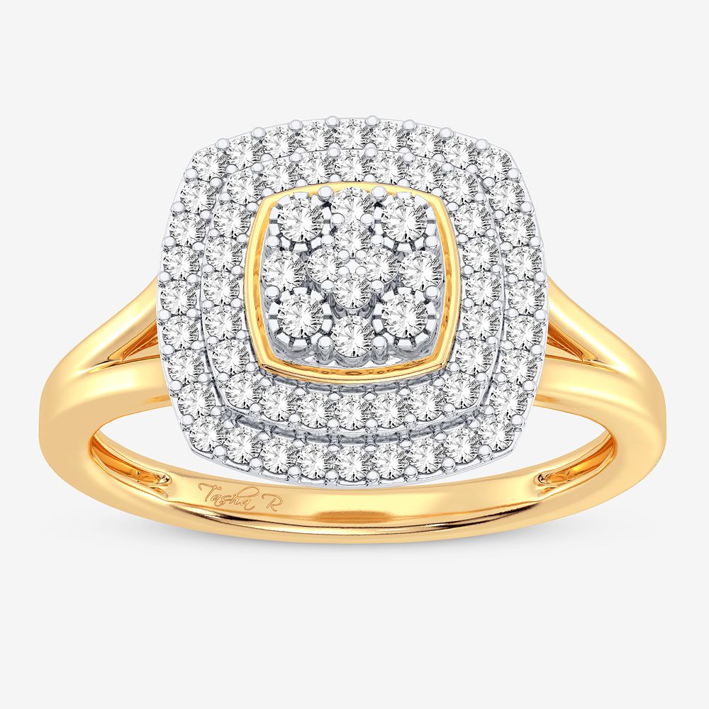 Chic 10k Yellow Gold Lab Diamond Womens Fashion Ring 0.28CT