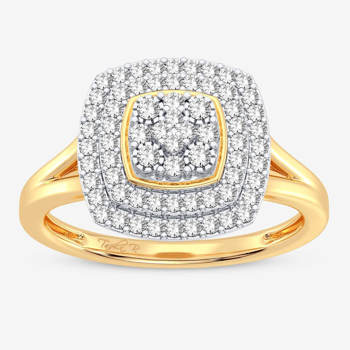 Chic 10k Yellow Gold Lab Diamond Womens Fashion Ring 0.28CT