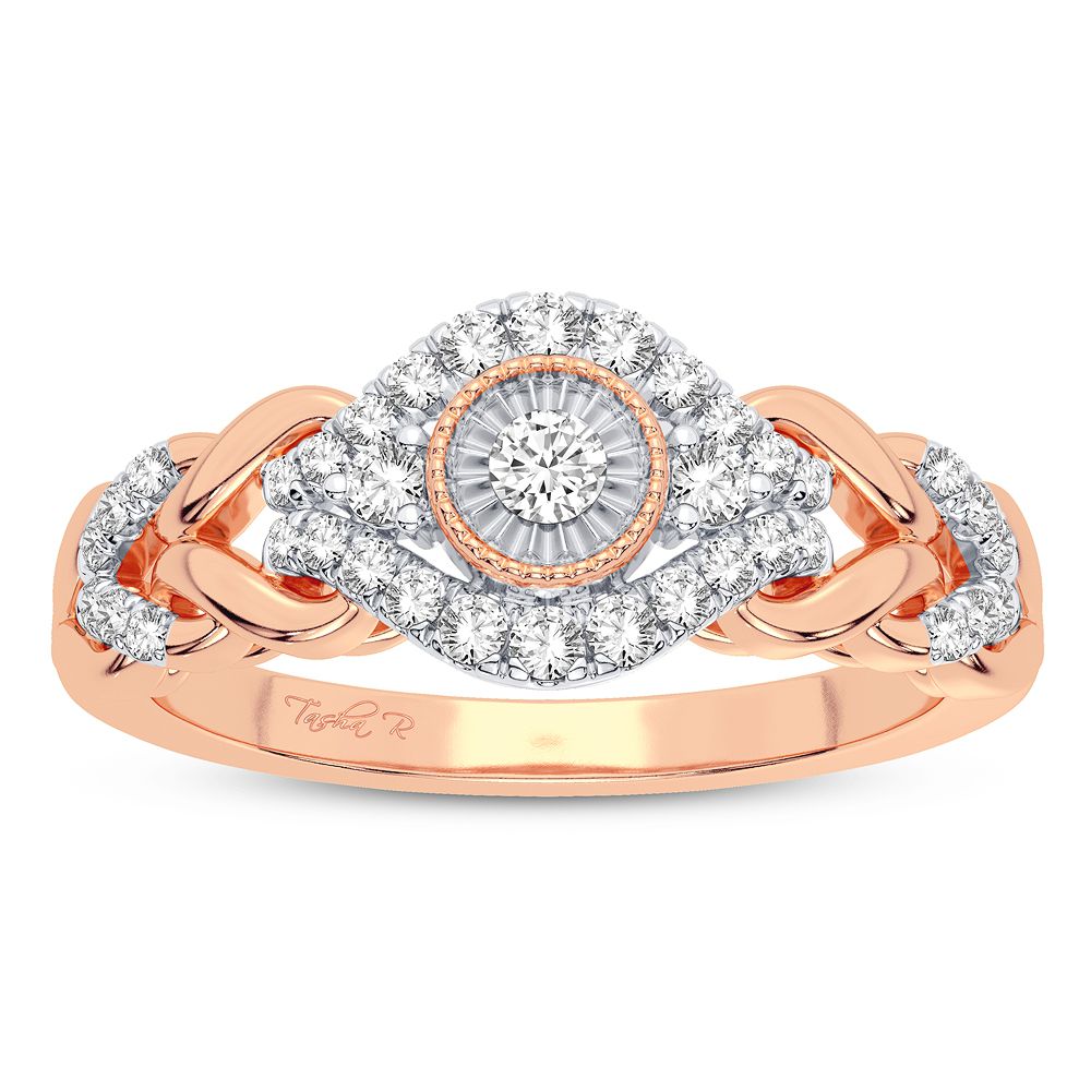 Chic 10k Rose Gold Lab Diamond Womens Statement Ring