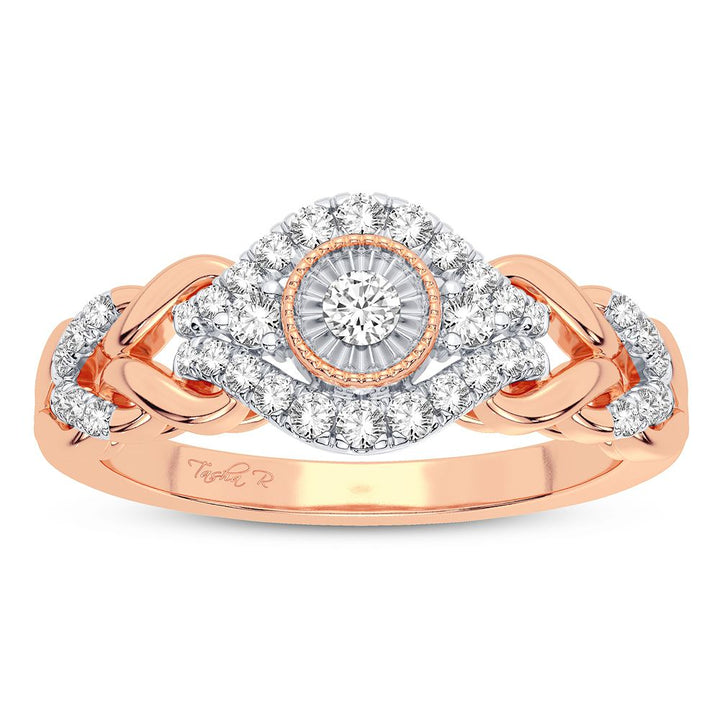 Chic 10k Rose Gold Lab Diamond Womens Statement Ring