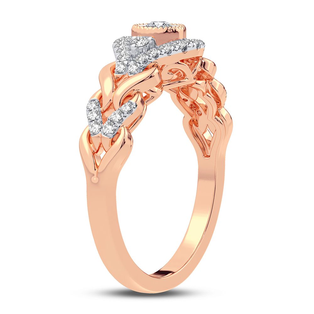 Chic 10k Rose Gold Lab Diamond Womens Statement Ring