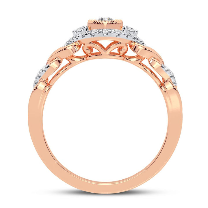 Chic 10k Rose Gold Lab Diamond Womens Statement Ring