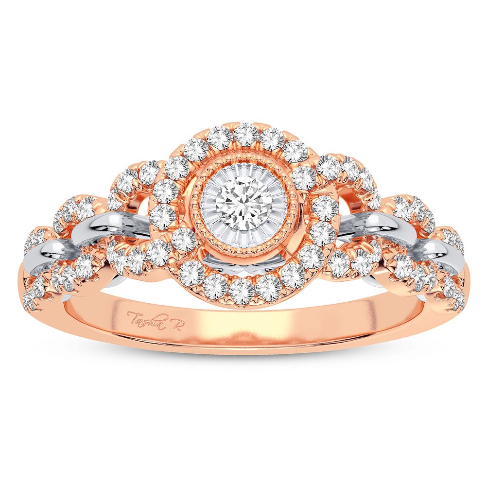 Chic 10k Rose Gold Lab Diamond Womens Statement Ring