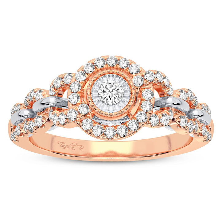 Chic 10k Rose Gold Lab Diamond Womens Statement Ring