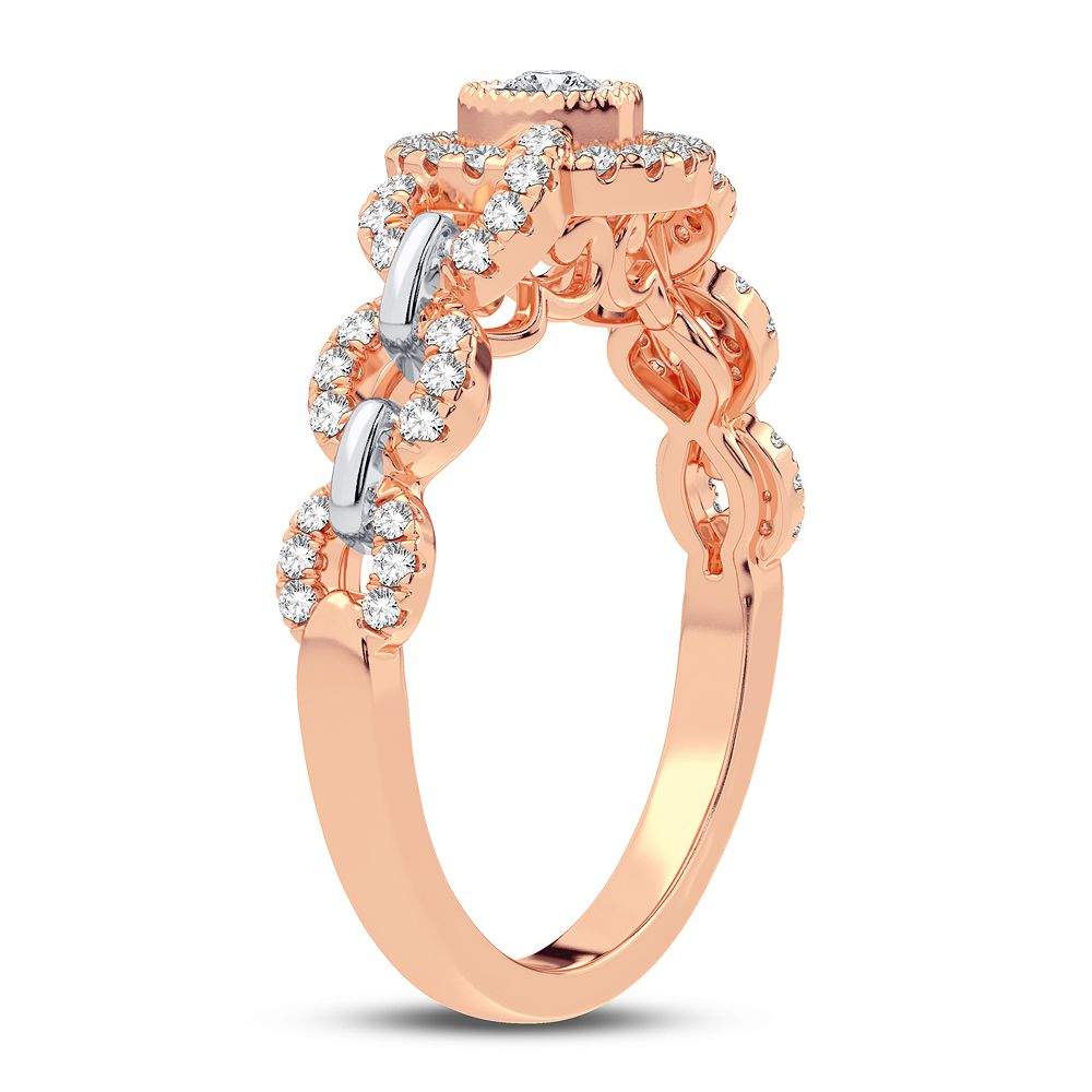 Chic 10k Rose Gold Lab Diamond Womens Statement Ring