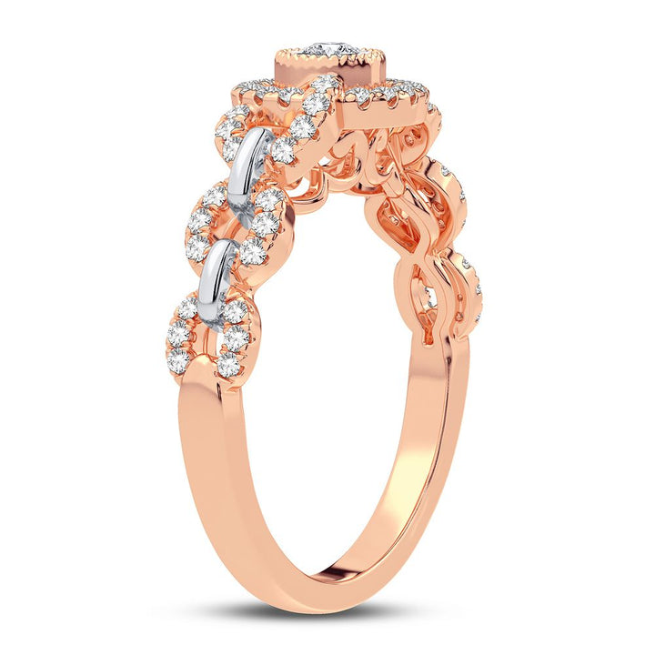 Chic 10k Rose Gold Lab Diamond Womens Statement Ring