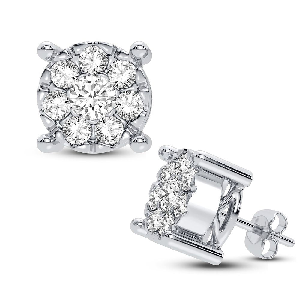 10k White Gold Lab Diamond Stud Earrings for Women