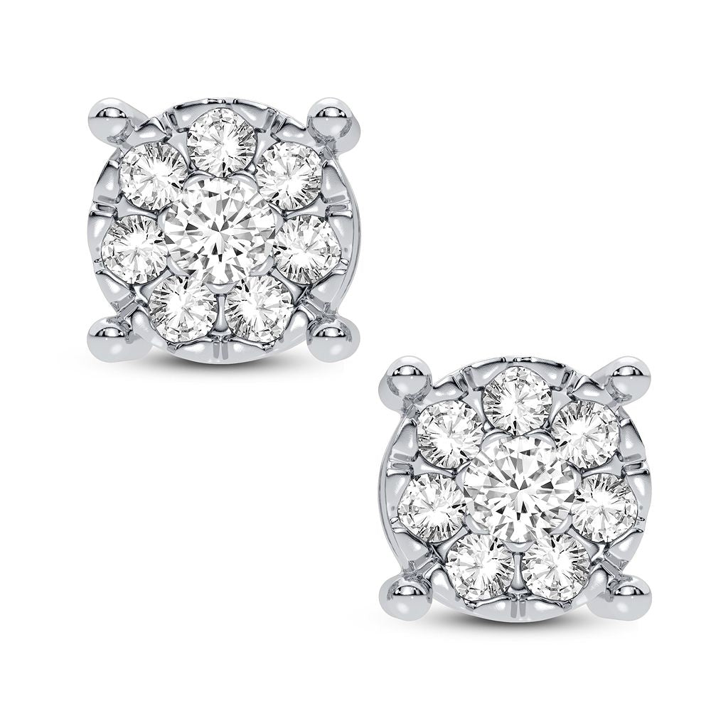 10k White Gold Lab Diamond Stud Earrings for Women