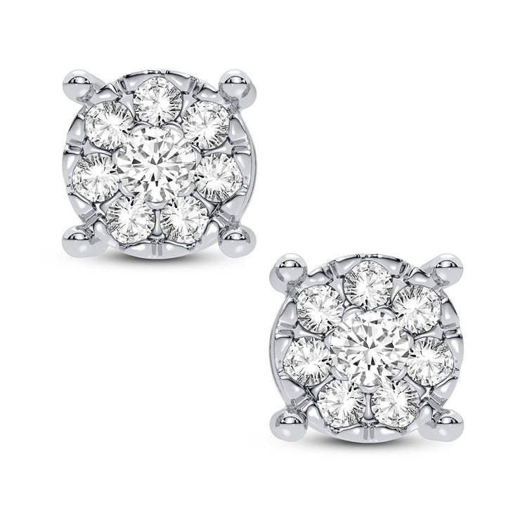 10k White Gold Lab Diamond Stud Earrings for Women