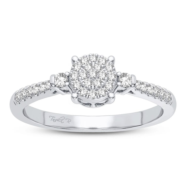 Chic 10k White Gold Lab Diamond Womens Fashion Ring