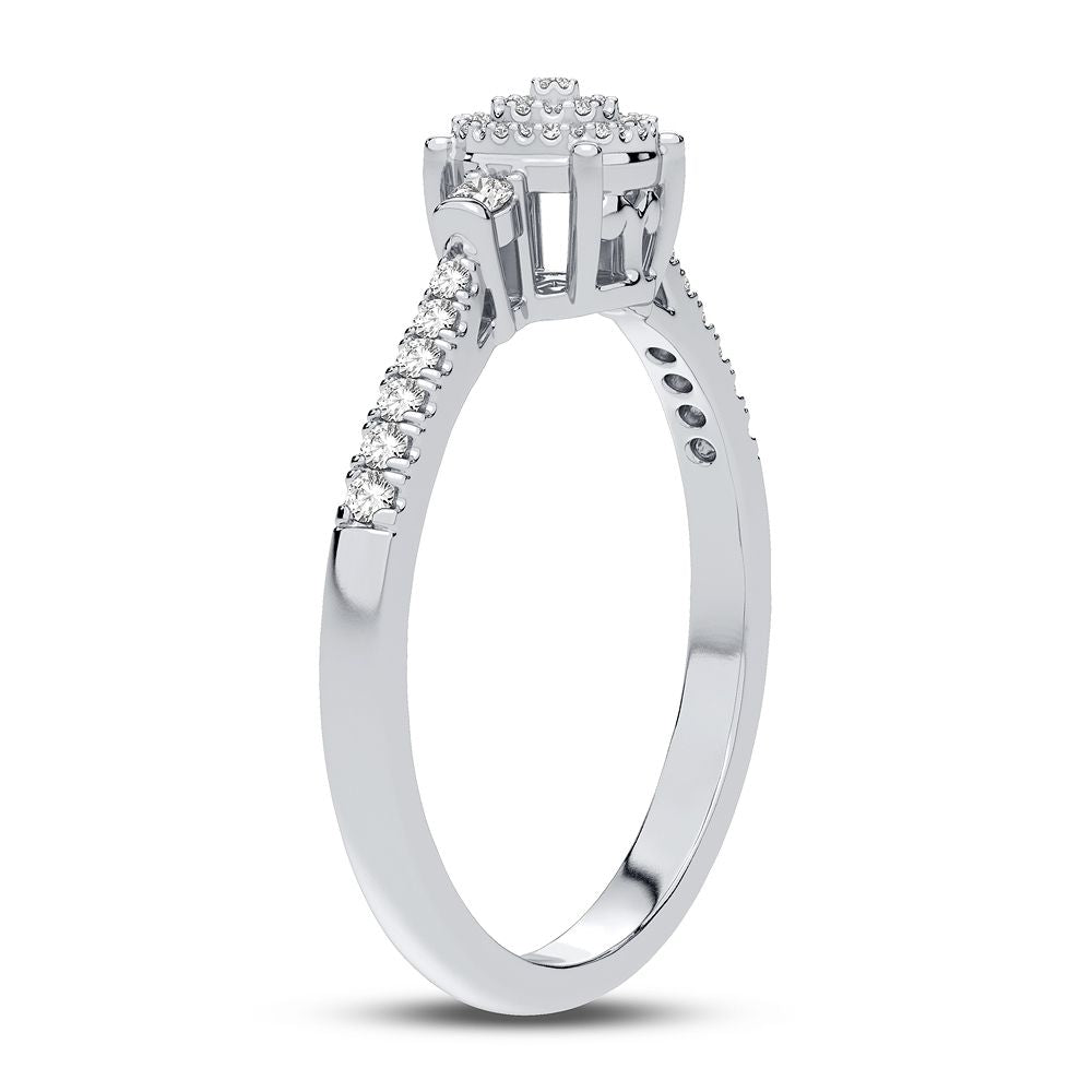 Chic 10k White Gold Lab Diamond Womens Fashion Ring