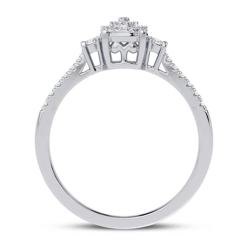 Chic 10k White Gold Lab Diamond Womens Fashion Ring