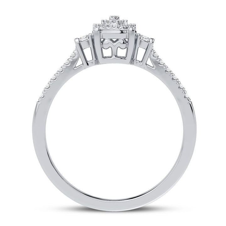 Chic 10k White Gold Lab Diamond Womens Fashion Ring