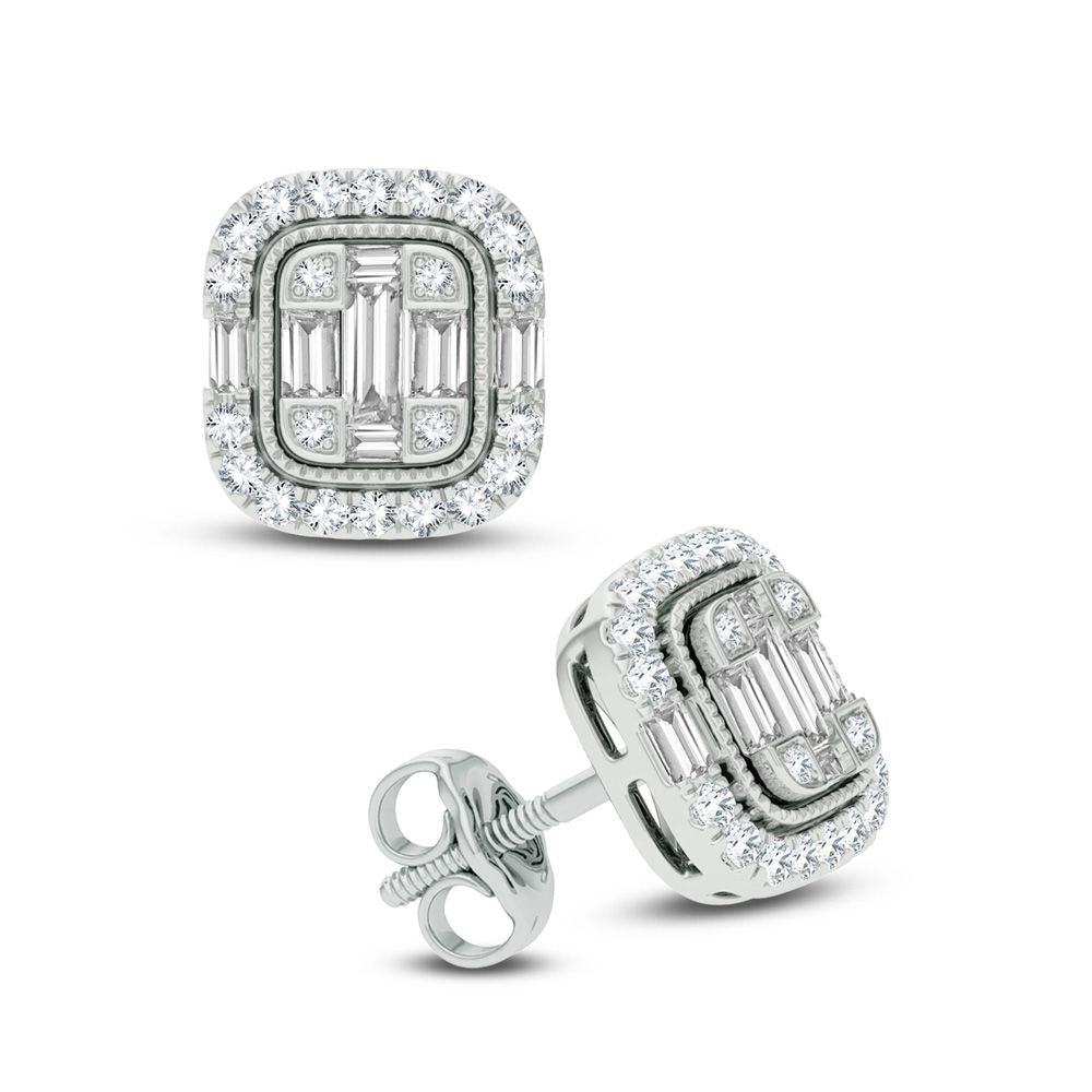 Chic 10k White Gold 0.42CT Lab Diamond Womens Stud Earrings