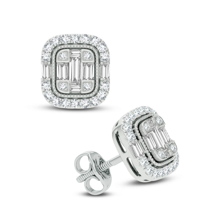 Chic 10k White Gold 0.42CT Lab Diamond Womens Stud Earrings
