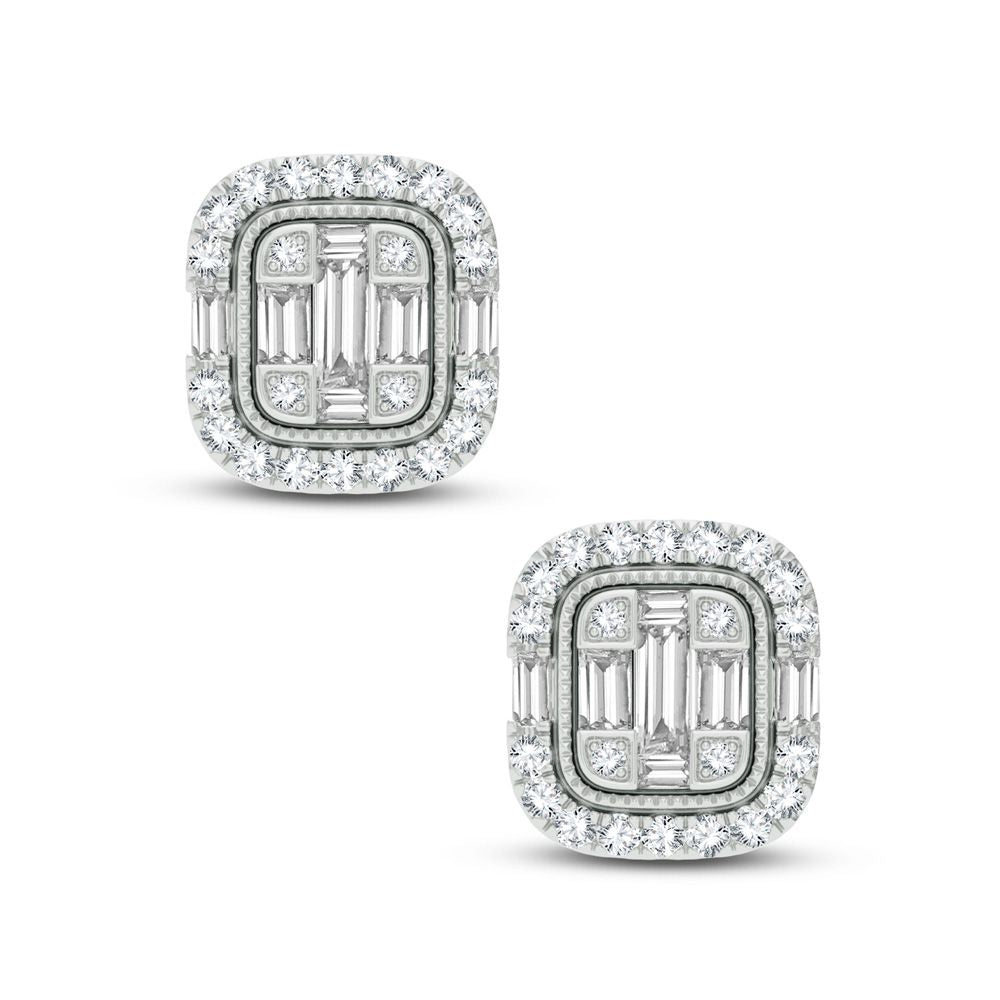 Chic 10k White Gold 0.42CT Lab Diamond Womens Stud Earrings
