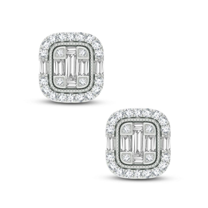 Chic 10k White Gold 0.42CT Lab Diamond Womens Stud Earrings