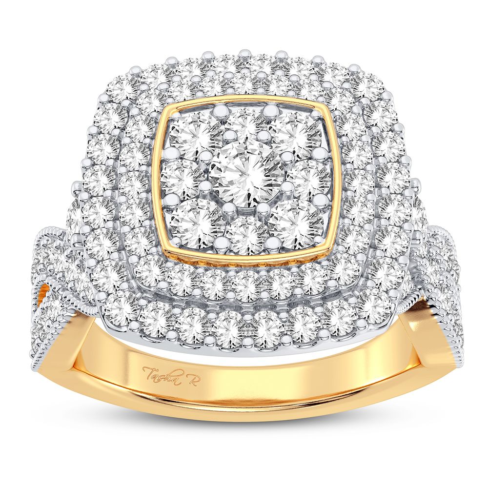 Chic 14K Yellow Gold Lab Diamond Womens Fashion Ring