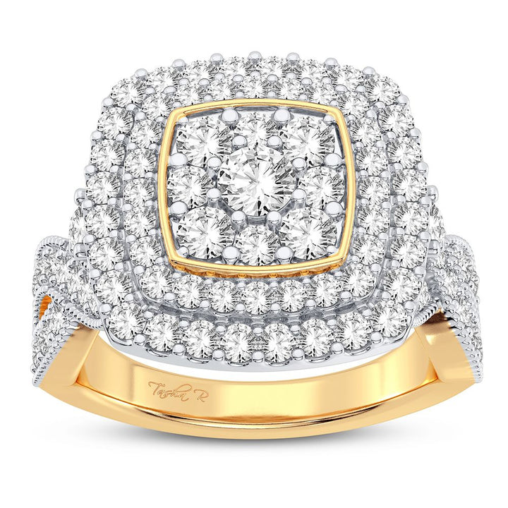 Chic 14K Yellow Gold Lab Diamond Womens Fashion Ring