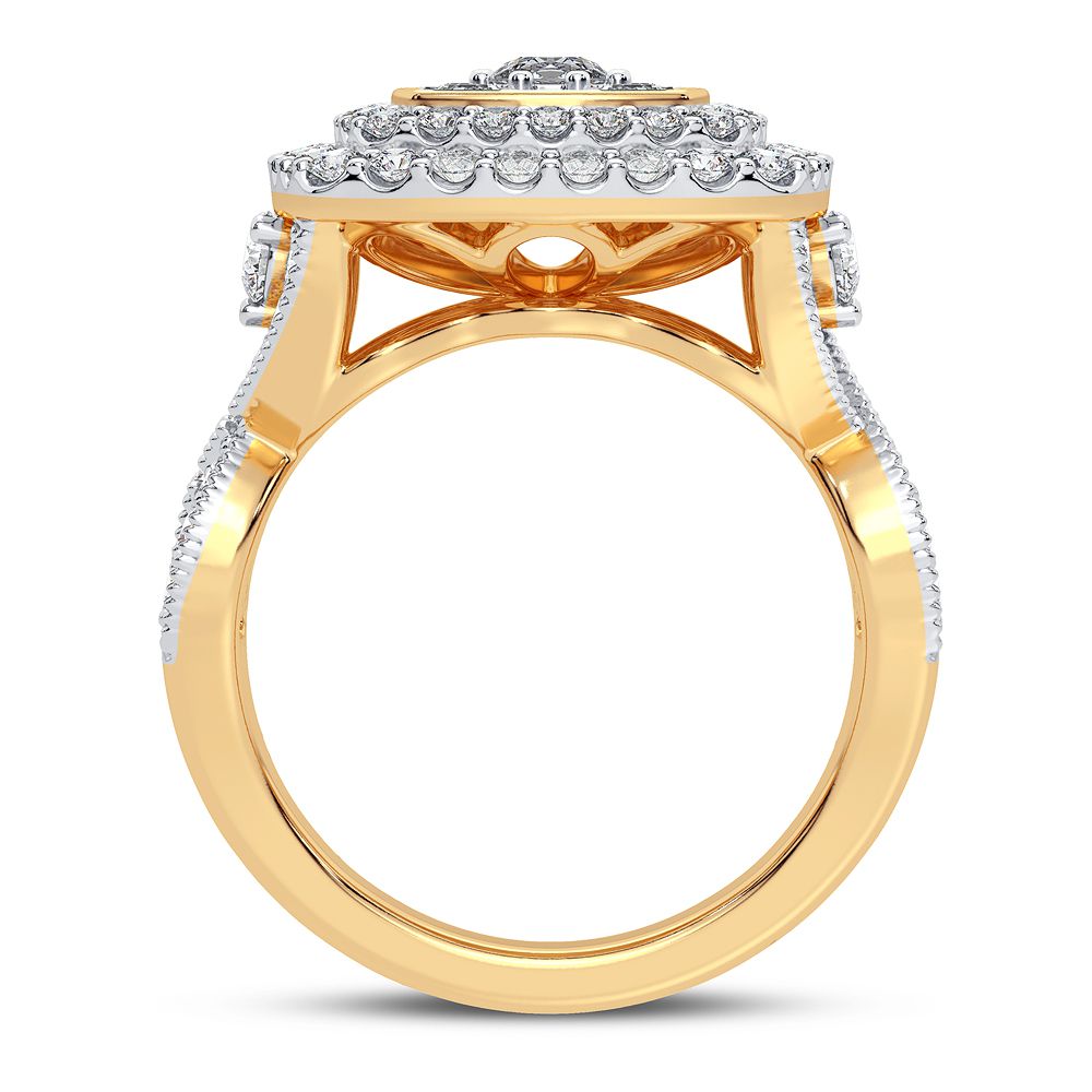 Chic 14K Yellow Gold Lab Diamond Womens Fashion Ring