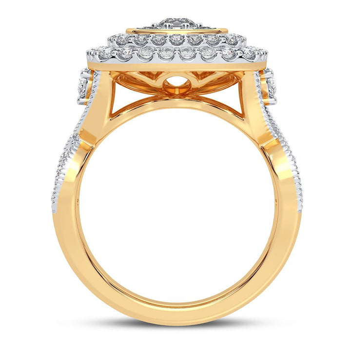 Chic 14K Yellow Gold Lab Diamond Womens Fashion Ring