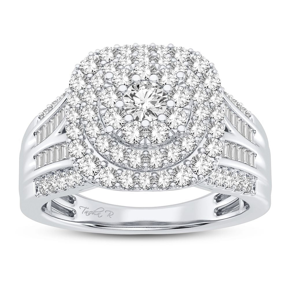 Chic 14k White Gold 1.00CT Lab Diamond Womens Fashion Ring
