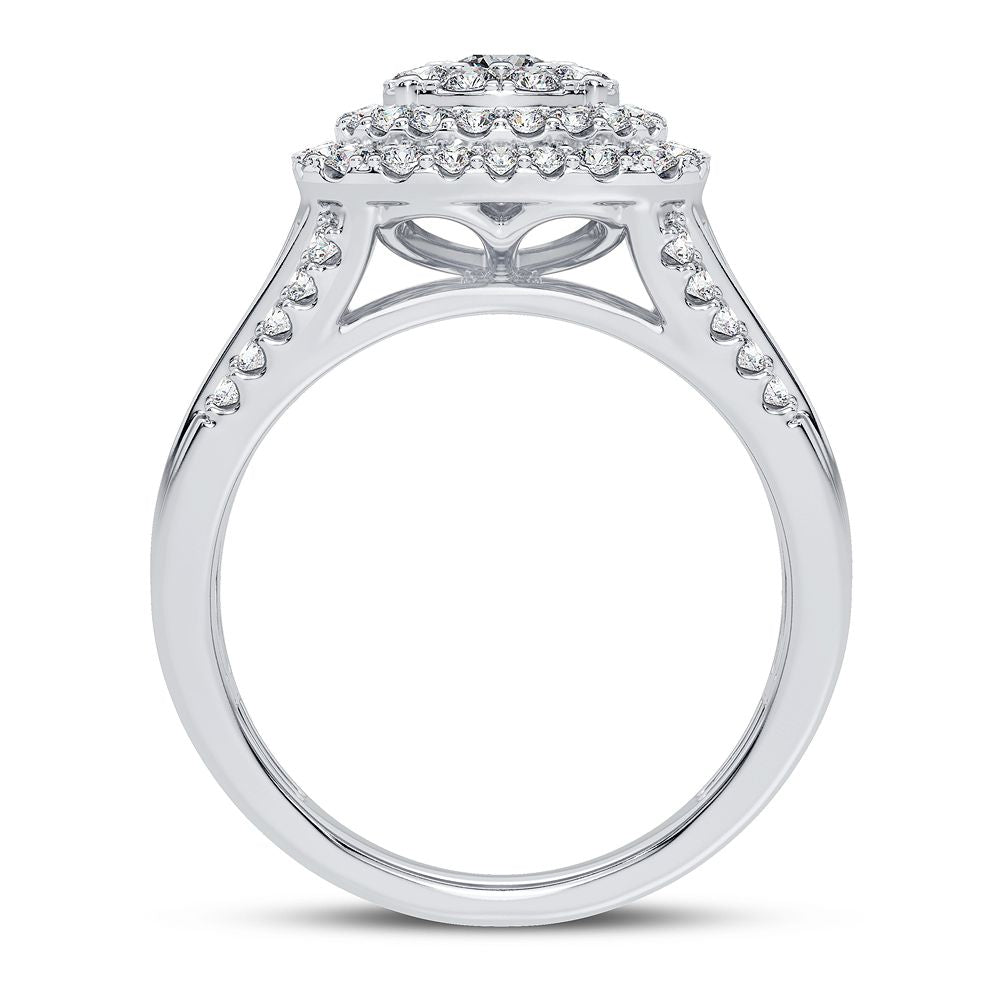 Chic 14k White Gold 1.00CT Lab Diamond Womens Fashion Ring