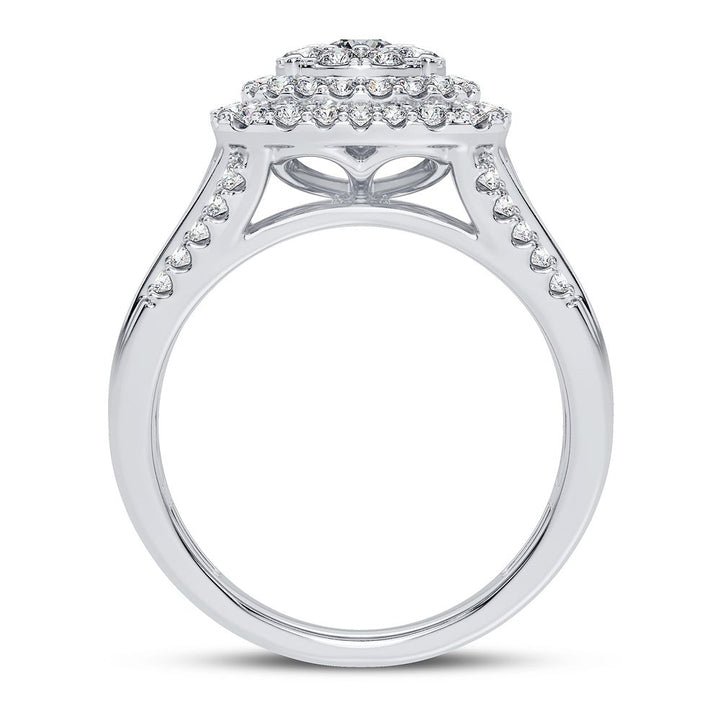 Chic 14k White Gold 1.00CT Lab Diamond Womens Fashion Ring